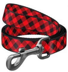 Waudog Collar Köpek Gezdirme Tasması Red Plaid Desenli 20mm 122 cm