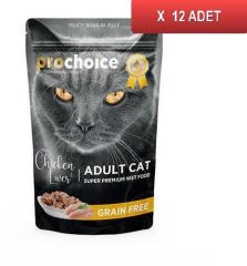 Prochoice Tavuklu ve Ciğerli Pouch Konserve Yetişkin Kedi Maması 12 x 85 G