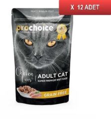 Prochoice Tavuklu ve Ciğerli Pouch Konserve Yetişkin Kedi Maması 12 x 85 G