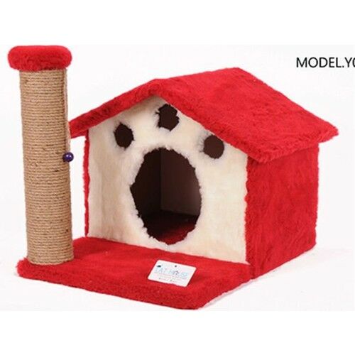 Cat Hause Y01 Ev Yuvalı Kedi Tırmalama Kırmızı 45 cm