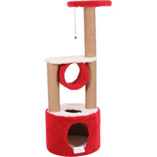 Cat Hause S05 Yuvalı Katlı Kedi Tırmalama Kırmızı 112 cm