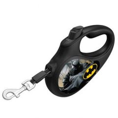 Waudog Collar Geri Çekilebilir Köpek Gezdirme Tasması Siyah Batman desenli XS 12 KG kadar, 3 mt siyah
