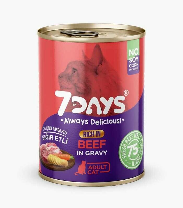 7 Days Taze Sığır Etli Yetişkin Kedi Konservesi 415 G