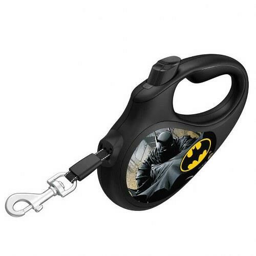 Waudog Collar Geri Çekilebilir Köpek Gezdirme Tasması Siyah Batman desenli L 50 KG kadar, 5 mt siyah