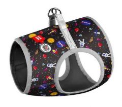Waudog Collar QR Pasaportlu Yumuşak Doku Köpek Göğüs Tasması NASA Desenli XS1, B 24-27 cm, C 18-20 cm