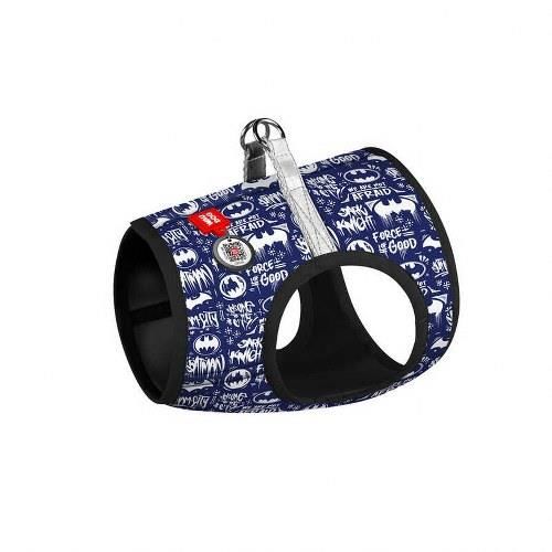 Waudog Collar QR Pasaportlu Yumuşak Doku Köpek Göğüs Tasması Mavi-Beyaz Batman Desenli XS1, B 24-27 cm, C 18-20 cm