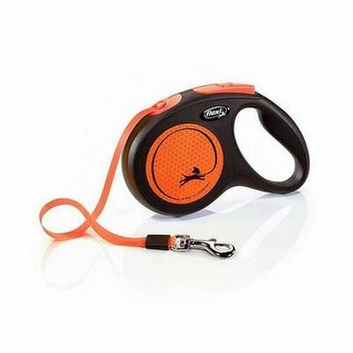 Flexi Neon Turuncu Şerit Gezdirme Tasması Medium 5 Mt