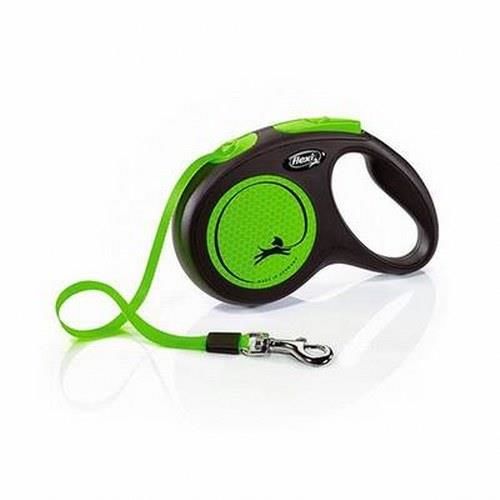 Flexi Neon Yeşil Şerit Gezdirme Tasması Medium 5 Mt