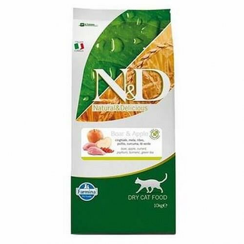 N&D Tahılsız Domuz Etli & Elmalı Yetişkin Kedi Maması 10 Kg
