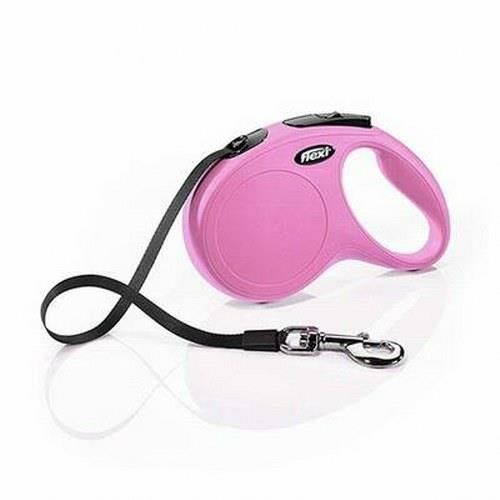 Flexi New Classic Otomatik Şerit Tasma Pembe Medium 5 Mt