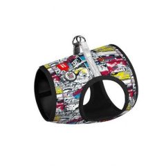 Waudog Collar QR Pasaportlu Yumuşak Doku Köpek Göğüs Tasması Superman Çizgi Roman Desenli S1, B 40-45 cm, C 29-31 cm