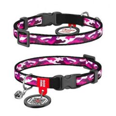 Waudog Collar QR Pasaportlu Kedi ve Ufak Irk Köpek Boyun Tasması 20-30 CM, 10 MM, L, Pink Camo