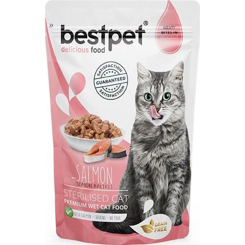 Bestpet Adult Jelly Pouch Sterilised Somonlu Kısır Kedi Maması 85 gr