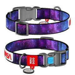 Waudog Collar QR Pasaportlu Köpek Boyun Tasması 35-58 CM, 25 MM, NASA Desenli Plastik Tokalı