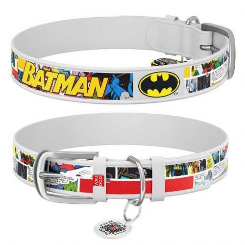 Waudog Collar QR Pasaportlu Deri Köpek Boyun Tasması, Beyaz, Batman1 Desenli, W 12 mm, L 18-24 cm