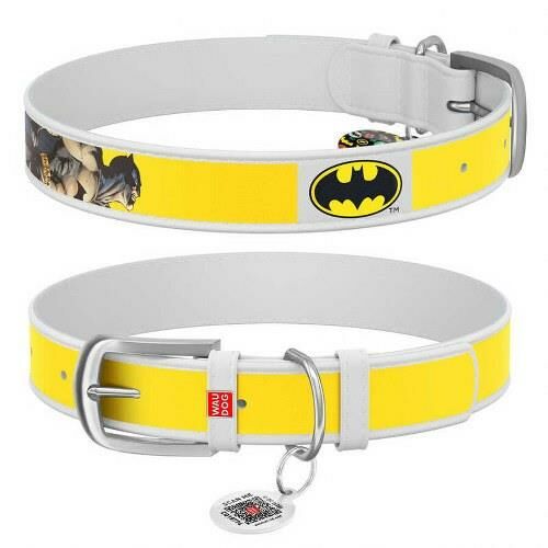 Waudog Collar QR Pasaportlu Deri Köpek Boyun Tasması, Beyaz, Batman2 Desenli, W 12 mm, L 18-24 cm