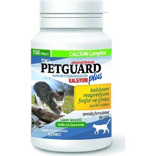 Petguard Kediler Için Magnezyum Fosfor ve Çinkolu kalsiyum tableti 150 Adet