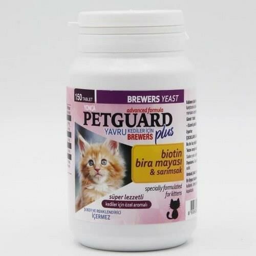 PetGuard Yavru Kediler İçin Biotin Ve Sarımsaklı Bira Mayası Tablet 150 Adet