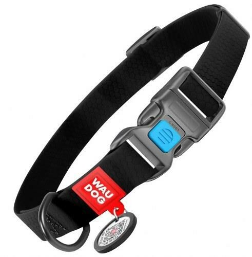 Waudog Collar QR Pasaportlu Su Geçirmez Köpek Boyun Tasması, Siyah, 25 mm 35-58 cm