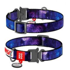 Waudog Collar QR Pasaportlu Köpek Boyun Tasması, NASA21 Desenli, M, W 25 mm, L 31-49 cm
