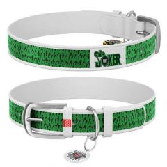 Waudog Collar QR Pasaportlu Deri Köpek Boyun Tasması, Beyaz , Joker Desenli,  W 20 mm, L 29-38 cm