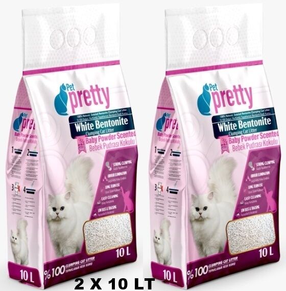 Pet Pretty Pudra Kokulu İnce Taneli Topaklaşan Kedi Kumu 10LT X 2 ADET