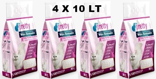 Pet Pretty Pudra Kokulu İnce Taneli Topaklaşan Kedi Kumu 10LT X 4 ADET