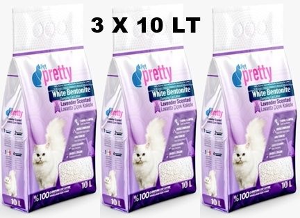 Pet Pretty Lavanta Kokulu Ince Taneli Topaklaşan Kedi Kumu 10 Lt X 3 ADET