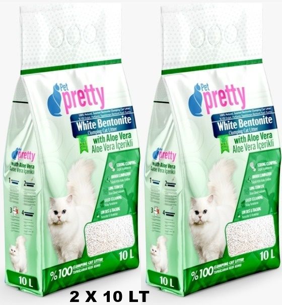 Pet Pretty Aloe Vera Kokulu ince Taneli Topaklaşan Kedi Kumu 10 Lt X 2 ADET