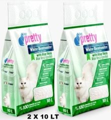 Pet Pretty Aloe Vera Kokulu ince Taneli Topaklaşan Kedi Kumu 10 Lt X 2 ADET