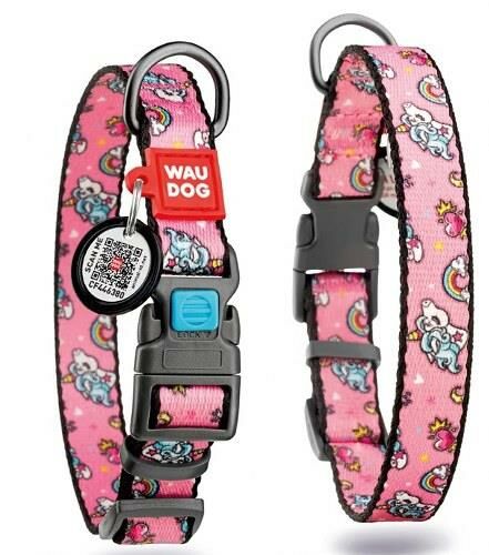 Waudog Collar QR Pasaportlu  Köpek Boyun Tasması,  15 MM 23-35 CM, Unicorn Desenli