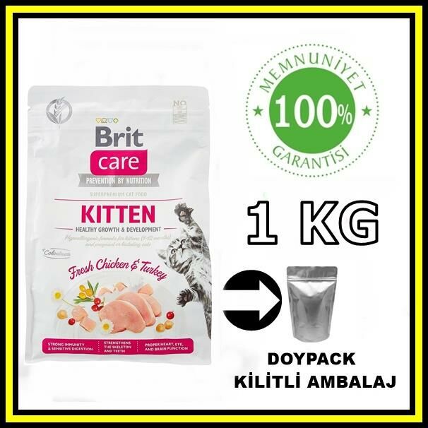 Brit Care Hypo-Allergenic Tavuklu Ve Hindili Tahılsız Yavru Kedi Maması 1 kg açık mama