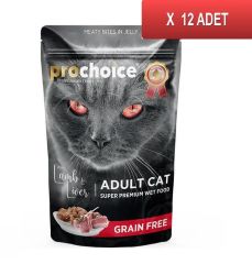Prochoice Kuzu ve Ciğerli Pouch Konserve Yetişkin Kedi Maması 12 x 85 G