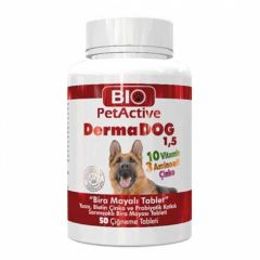 Bio Petactive Dermadog 1.5 Köpekler için Sarımsaklı Bira Mayası 50 Tablet 75 G