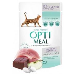 Optimeal Ördek Ciğerli Elma Jöleli Hairball Control Yaş Kedi Maması 85 Gr