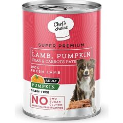 Chefs Choice Kuzu Etli ve Balkabaklı Kıyılmış Yetişkin Köpek Konservesi 400 gr