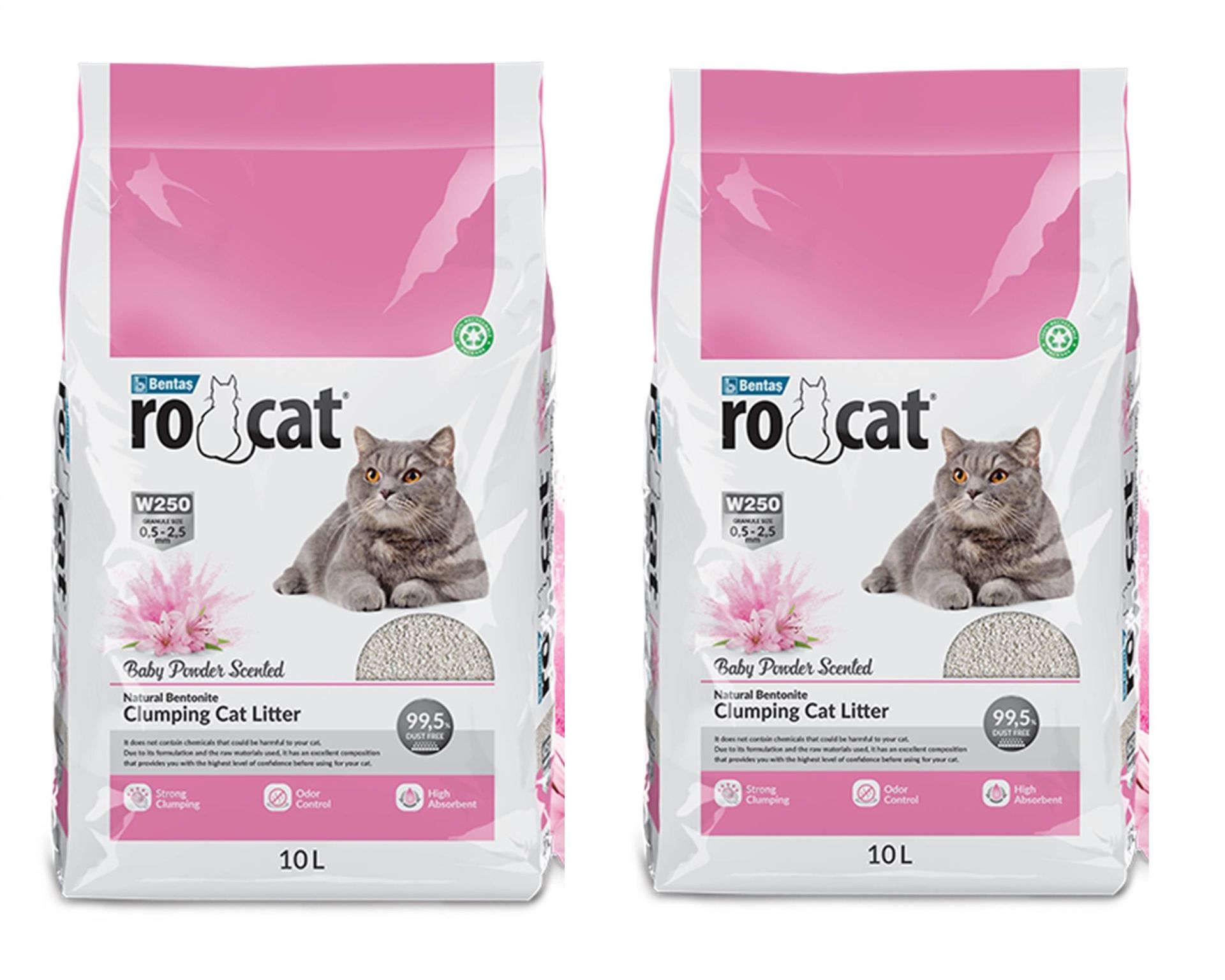 RoCat Kedi Kumu 10 LT X 2 ADET Bebek Pudrası Kokulu