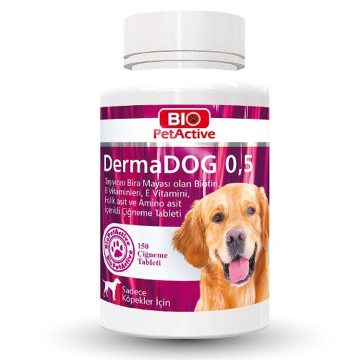 Bio Petactive Dermadog 0.5 Probiotik Bira Mayalı Sarımsaklı Orta ve Küçük Irk Köpek Vitamini Tablet 150'li 75 G
