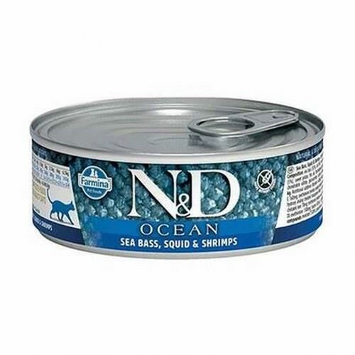 N&D Ocean Levrek Mürekkep Balığı Karides Kedi Konservesi 80 Gr