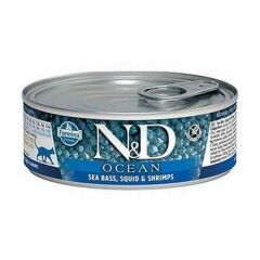 N&D Ocean Levrek Mürekkep Balığı Karides Kedi Konservesi 80 Gr