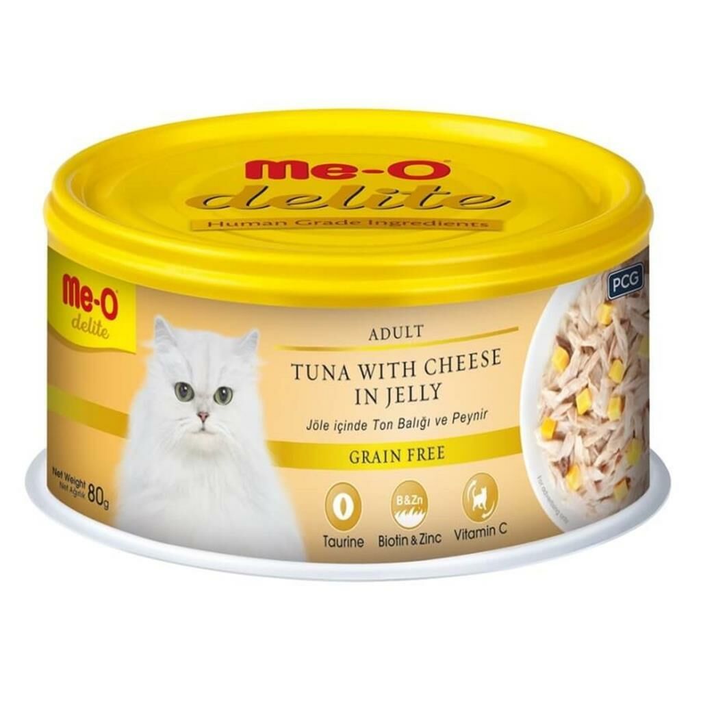 Me-O Delite Ton Balık ve Peynirli Tahılsız Jelly Yetişkin Kedi Maması 80 G