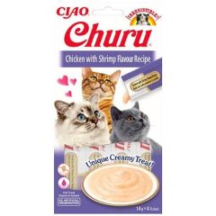 CİAO CHURU TAVUK VE KARİDESLİ KEDİ KREMASI 4X 14GR
