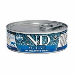 N&D Ocean Levrek Mürekkep Balığı Karides Kedi Konservesi 6x80 Gr