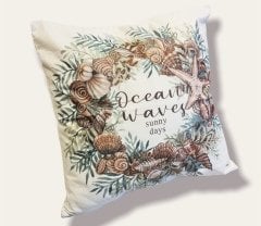 'Ocean Waves' Yazılı Yastık Kılıfı