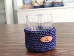Lacivert El Yapımı Bardaklık ve Viski Kadehi