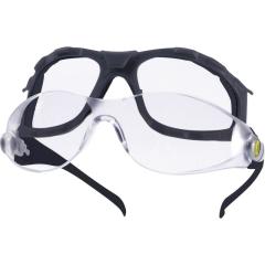 Polikarbonat tek camlı gözlük. Entegre polikarbonat burun pedi. Ayarlanabilir naylon saplar. Yan koruma. Frame : nylon. Lenses : polycarbonate.