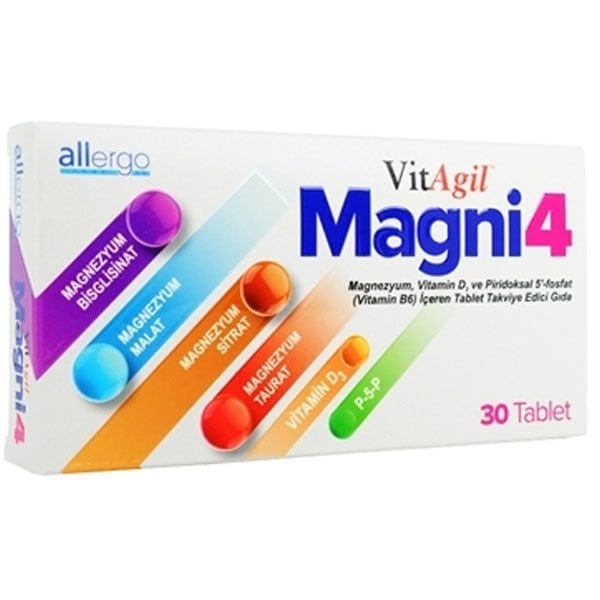 Allergo Vitagil Magni4 Magnezyum Vitamin D3 P5P 30 Tablet