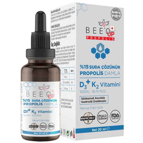 Bee'o Up %15 Suda Çözünür Propolis D3K2 Damla 20 ml