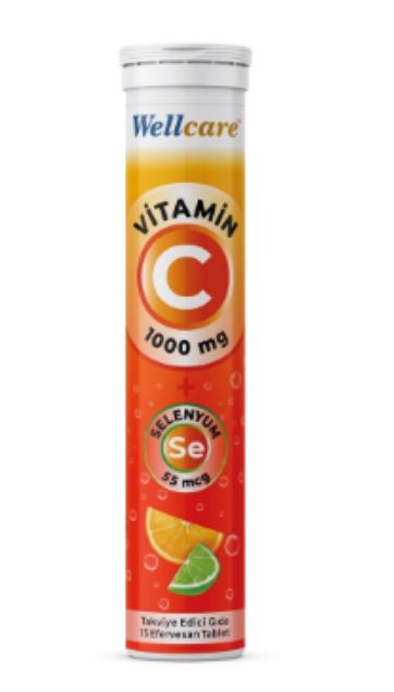 Wellcare Vitamin 1000 Mg + Selenyum 55 Mcg 15 Efervesan Tablet
