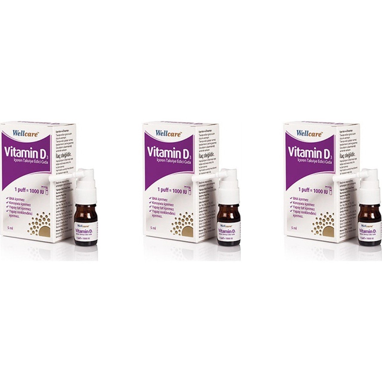 Wellcare Vitamin D3 1000IU 5 ml Sprey 3'lü